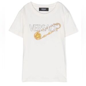 VERSACE Safety Pin T-shirt White Color Slim Fit Big KIDS Size 14